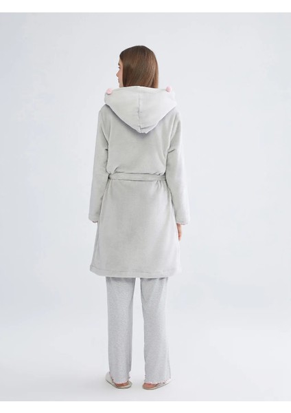 Lcw Dream Gri Kapüşonlu Pelüş Kadın Sabahlık fırsatları