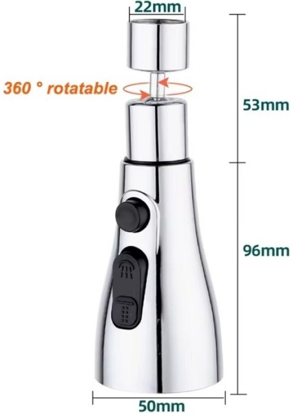 Metalik Musluk Başlığı 3 Fonksiyon indirimleri