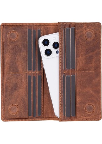 Aura Hakiki Deri, El Yapımı, Telefon Bölmeli, Kadın Cüzdanı, Açık Kahve indirimleri