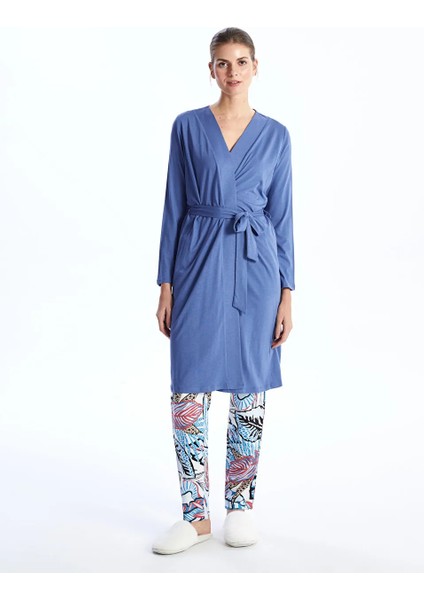 Lcw Dream Mavi Şal Yaka Düz Uzun Kollu Kadın Sabahlık fiyatları