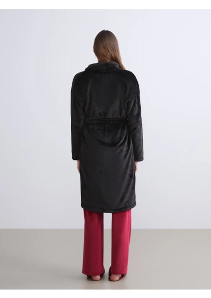 Lcw Dream Siyah Kruvaze Yaka Pelüş Kadın Sabahlık fırsatları