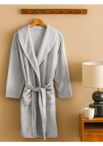 Lcw Dream Gri Kruvaze Yaka Pelüş Kadın Sabahlık
