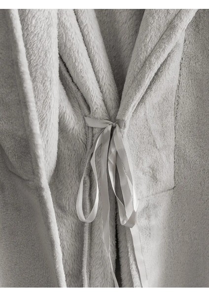 Lcw Dream Gri Kruvaze Yaka Pelüş Kadın Sabahlık modelleri