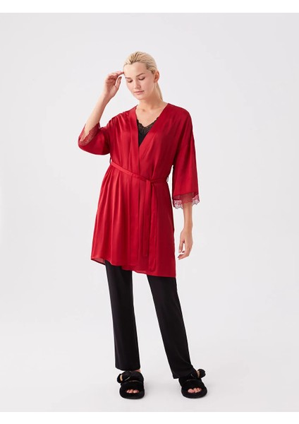 Lcw Dream Kırmızı Kadın Şal Yaka Düz Sabahlık fiyatları