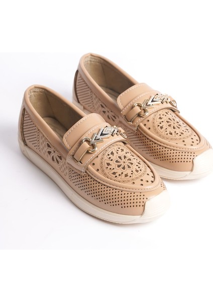 Lıly Bağcıksız Ortopedik Rahat Taban Çiçek Desenli Kadın Babet Ayakkabı Ckt - Ten fırsatları