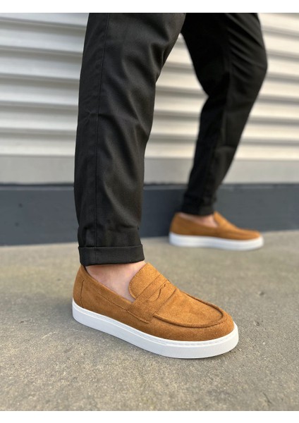 JY180 Estilo x Bağcıksız Süet Erkek Günlük Spor Klasik Ayakkabı Sbt - Taba