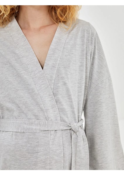 Lcw Dream Gri Hamile Şal Yaka Düz Sabahlık modelleri