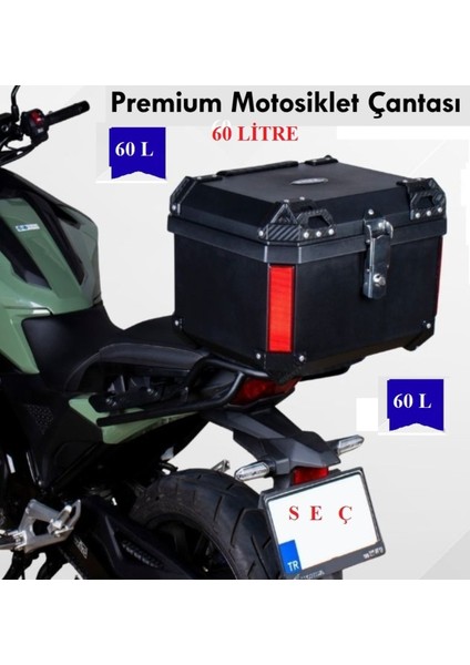 Motorsiklet Çanta Premium 60 Litre Abs Motosiklet Çantası Kırılmaz Karbon Siyah Renk