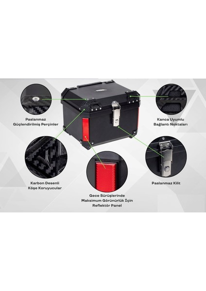 Motorsiklet Çanta Premium 60 Litre Abs Motosiklet Çantası Kırılmaz Karbon Siyah Renk modelleri