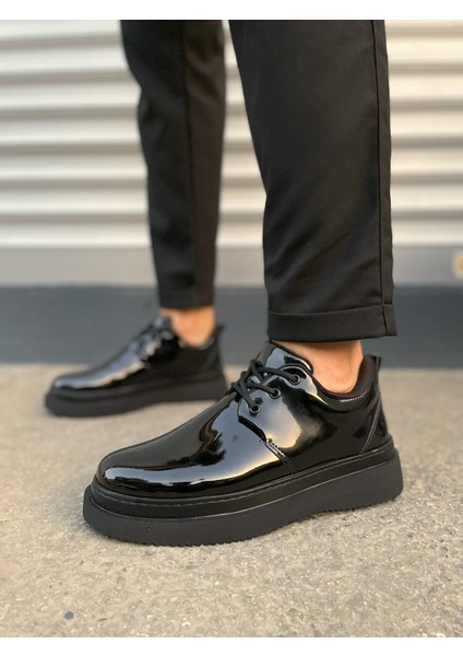 JY03 Luxor Bağcıklı Rugan Erkek Günlük Spor Klasik Ayakkabı Rst - Siyah fiyatları