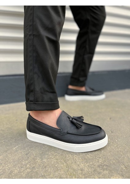 JY153 Bloom Bağcıksız Püsküllü Cilt Erkek Günlük Spor Klasik Ayakkabı Cbt - Siyah
