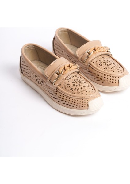 Lızy Bağcıksız Ortopedik Rahat Taban Çiçek Desenli Kadın Babet Ayakkabı Ckt - Ten fırsatları