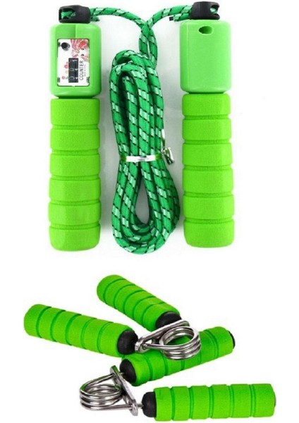 Spor Fıtness Otomatik Sayaçlı Atlama Ipi El Parmak Bilek Kol Güçlendirme El Yayı 2li Set