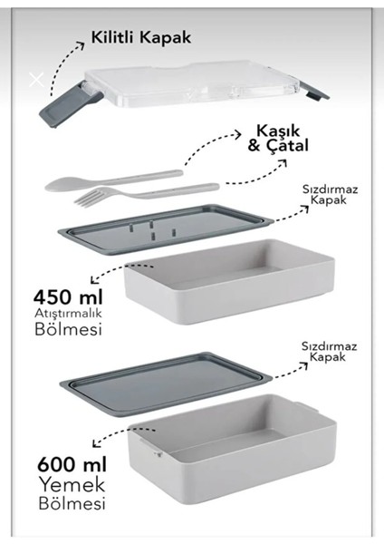Luno 2 Katlı Yemek Saklama Kabı | Sızdırmaz Beslenme Kutusu | Sporcu ve Diyet Seti indirimleri