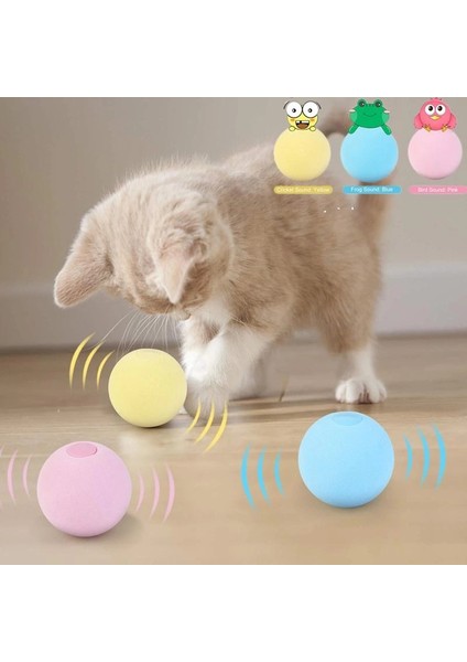Sesli ve Akıllı Kedi Oyuncak Topu - 50 Mm, Hayvan Sesli, Eğlenceli Kedi Oyuncağı indirimleri