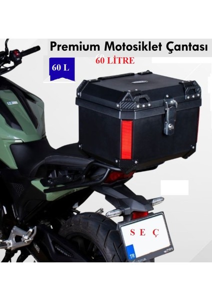 Rexx Motor Topcase Premium 60 Litre Abs Motosiklet Çantası Kırılmaz Karbon Siyah Renk