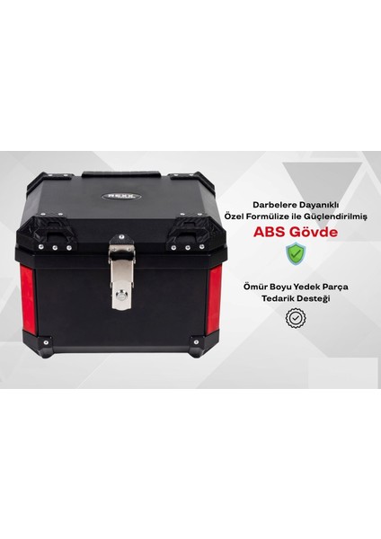 Rexx Motor Topcase Premium 60 Litre Abs Motosiklet Çantası Kırılmaz Karbon Siyah Renk