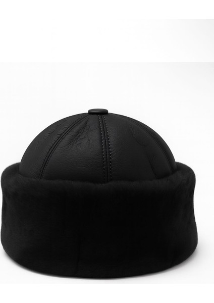 Unisex %100 Hakiki Deri Peluş Kalpak Standart