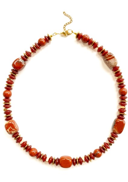 Ignara – Karnelyan Akik, Jasper ve Hematit Taşı Kolye