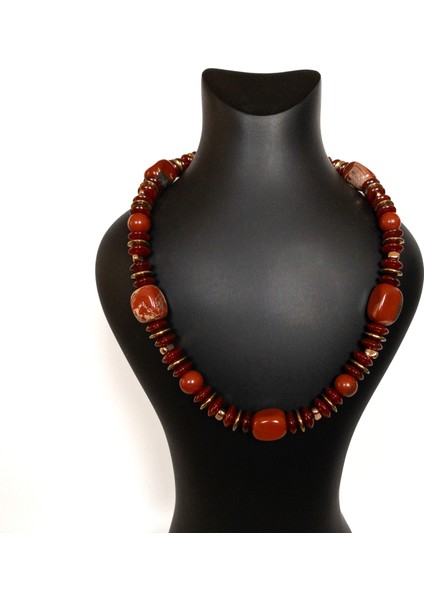 Ignara – Karnelyan Akik, Jasper ve Hematit Taşı Kolye fırsatları