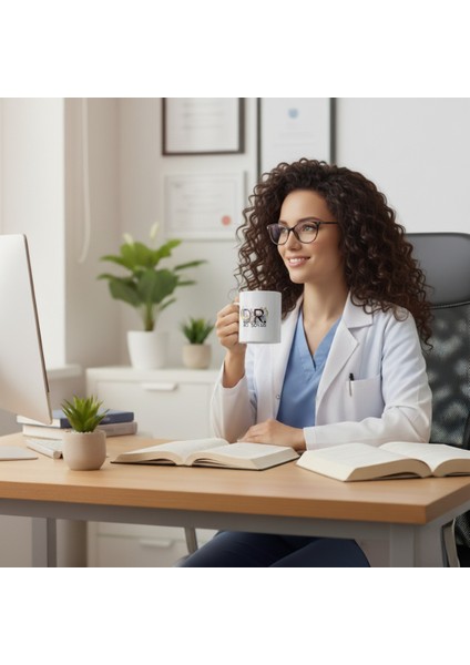 Kişiye Özel Çiçekli Dr Baskılı Porselen Kupa-Hediye-Standart Kupa-Motto-Hediyelik-Doktor-Hemşire fiyatları