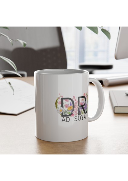 Kişiye Özel Çiçekli Dr Baskılı Porselen Kupa-Hediye-Standart Kupa-Motto-Hediyelik-Doktor-Hemşire indirimleri