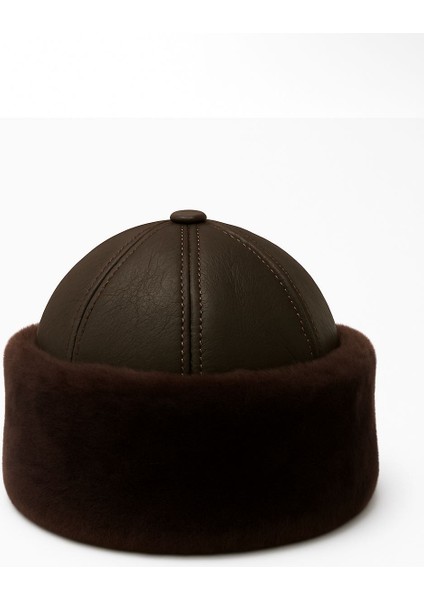 Unisex %100 Hakiki Deri Peluş Kalpak Standart