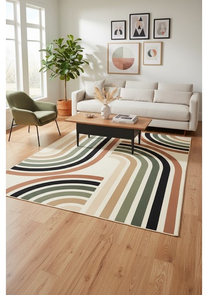 Modern Iskandinav Çizgili Halı | Makinede Yıkanabilir & Robot Süpürge Uyumlu Zemin Halısı indirimleri