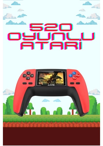 520 Retro Oyunlu El Konsolu Atari Oyun Konsolu Taşınabilir