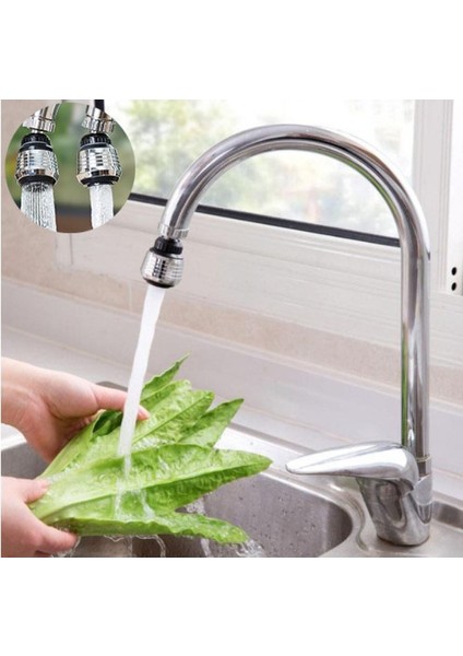 Krom 2 Fonksiyonlu Mutfak Lavabo Başlığı 360° Döner Su Tasarruflu Musluk Ucu Aparatı