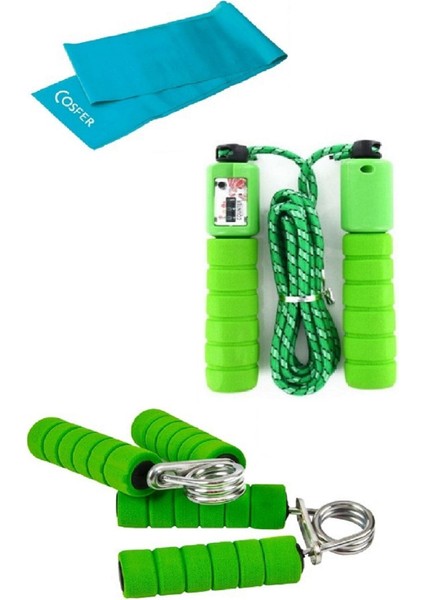 3'lü Set Vücut Sıkılaştırıcı Pilaset Seti Sayaçlı Atlama Ipi El Yayı Yoğa Latiği Bandı