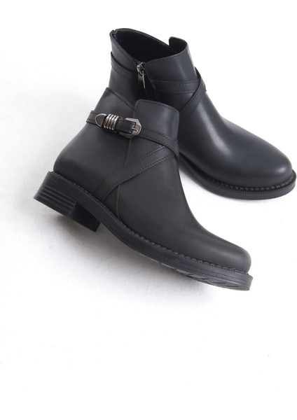 Almıla Fermuarlı Lastikli Ortopedik Taban Topuklu Kadın Bot Cst - Siyah indirimleri