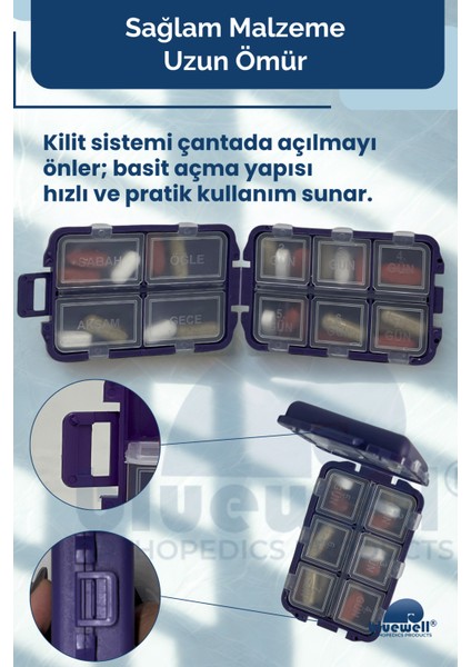 Haftalık Taşınabilir Ilaç Saklama Kutusu 10 Bölmeli Taşınabilir 7 Günlük Seyahat Hap Vitamin Saklama Düzenleyici Kitlenir Kapak Organizer modelleri