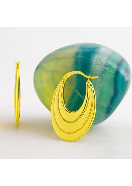 14 Ayar Altın Sallantı Oval Küpe, Halka Küpe fiyatları