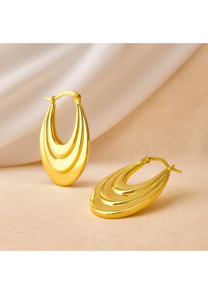 14 Ayar Altın Sallantı Oval Küpe, Halka Küpe modelleri