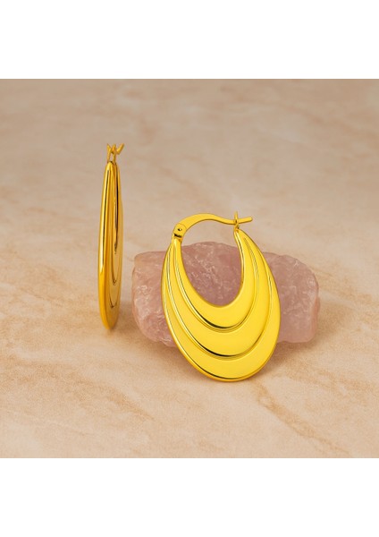 14 Ayar Altın Sallantı Oval Küpe, Halka Küpe fırsatları