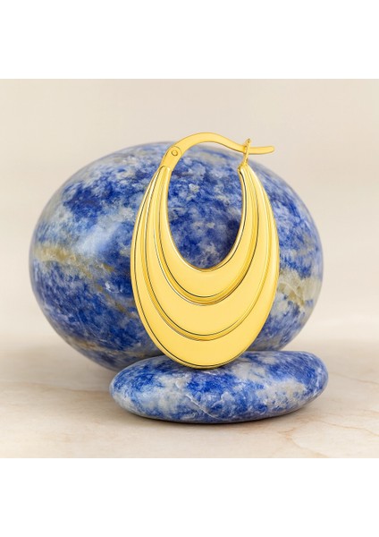 14 Ayar Altın Sallantı Oval Küpe, Halka Küpe indirimleri