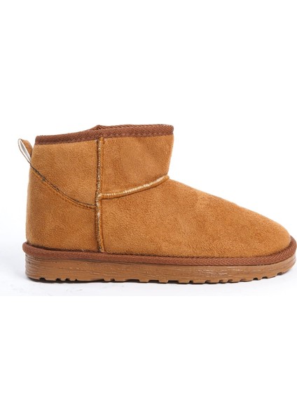 Jolıe Bağcıksız Düz Taban Içi Kürklü Kısa Süet Kadın Bot Stt - Taba