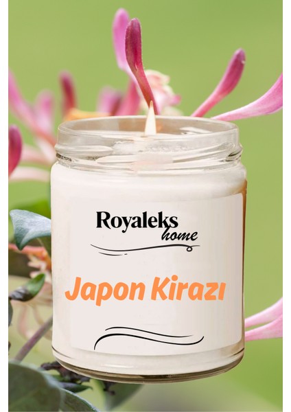 Doğal Özel Seri Kokulu Dekoratif Kavanoz Mum 210 cc - Japon Kirazı Esansı - Ryl modelleri