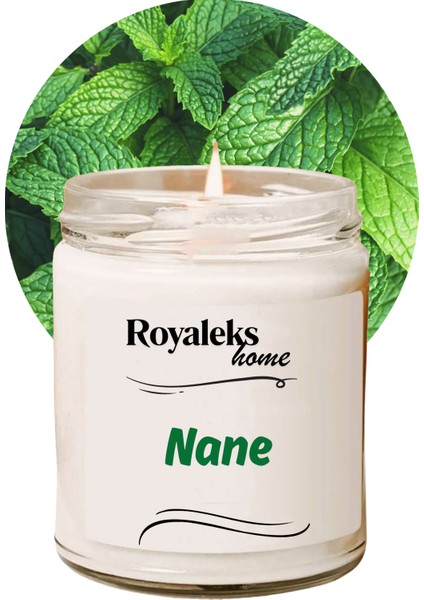 Doğal Özel Seri Kokulu Dekoratif Kavanoz Mum 210 cc - Nane Esansı - Ryl