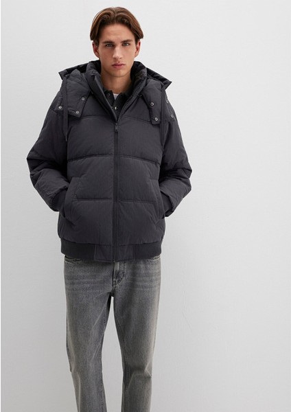 Erkek Kapüşonlu Ceket Charcoal Art 0110553-88170