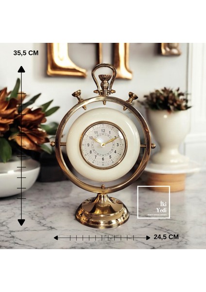 Laxter Antik Eskitme Tasarım Masa Saati Şömine Saati Lüks Hediyelik Ev Ofis Masa Üstü Aksesuar Şık