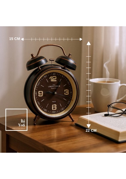 Roanoke Metal Çalar Saat Masa Saati Vintage Retro Tasarım Ofis Masaüstü Ev Dekorasyonu Hediyelik