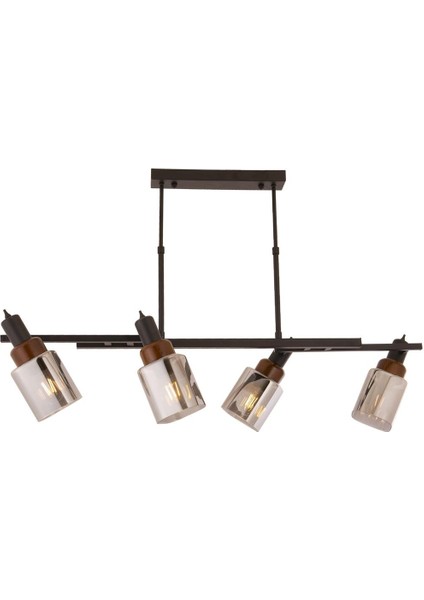 Avonnı AV-60415-4Y-BSY Siyah Boya Modern Avize E27 Metal Ahşap Cam 100X35CM