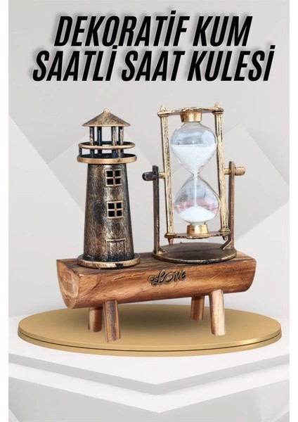 Deniz Feneri Kum Saati Ahşap Görünümlü Vintage Tarz Biblo fiyatları