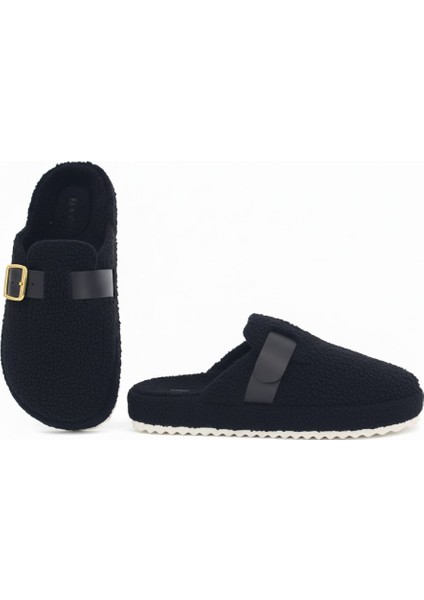 Kadın Kışlık Peluş Tokalı Ev Terliği