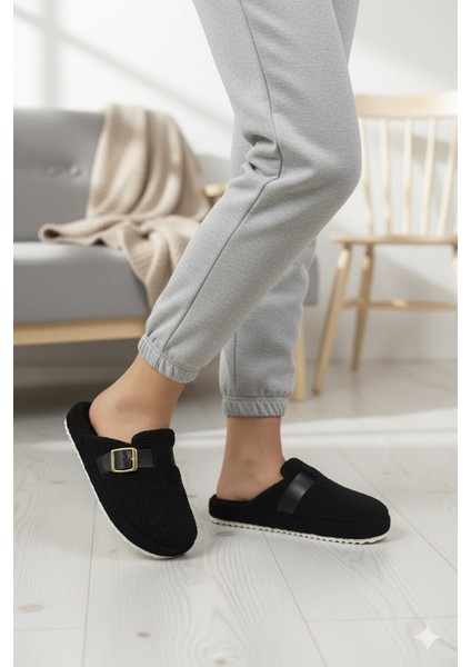 Kadın Kışlık Peluş Tokalı Ev Terliği modelleri