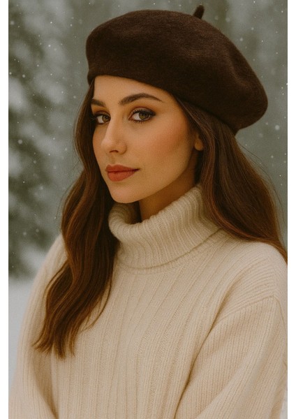 Fransız Tarzı Yumuşak Kadın Keçe Ressam Beresi – Kışlık Standart Şapka