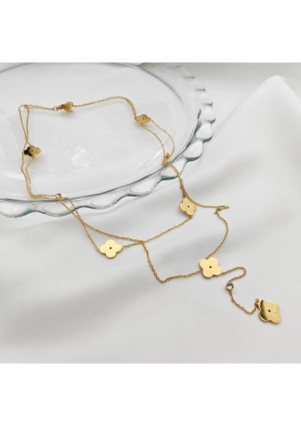 Kararmaz Yoncalı Zarif Y Çelik Kolye