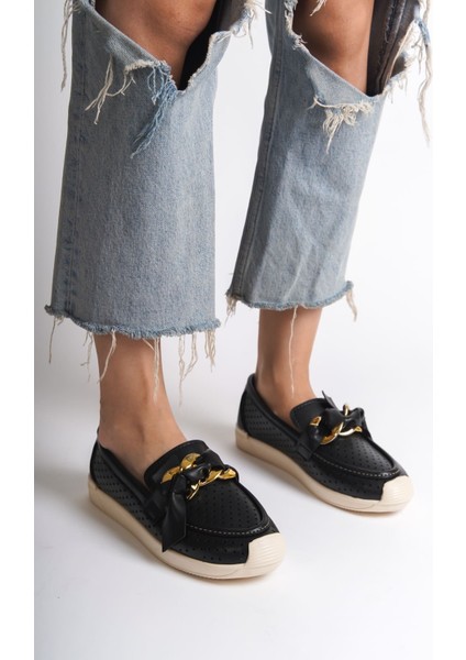 Lydıa Bağcıksız Ortopedik Rahat Taban Kalp Desenli Kadın Babet Ayakkabı Ckt - Siyah